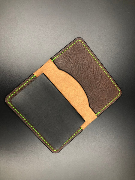 Small Moleskin Cover (Brown Leather-Toxic Green Stitching)
